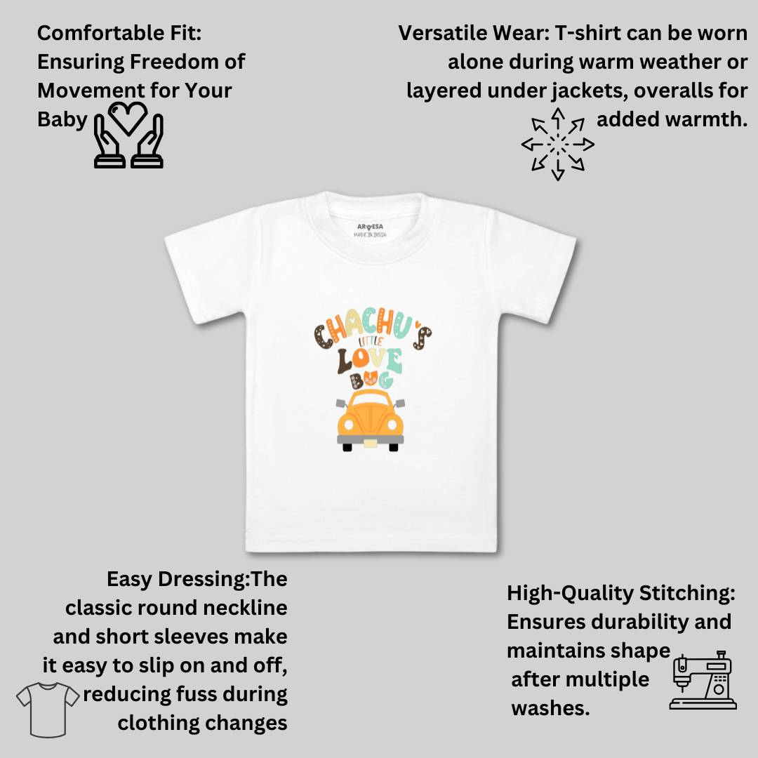 Arvesa Chachu Little Love Bug Design-421 White 0-3 Months Jumpsuit for Baby Boy & Girl dress .