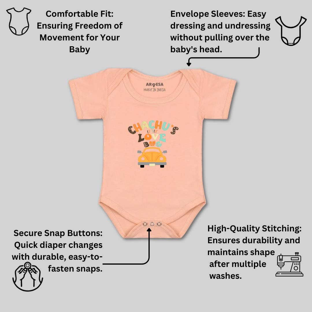 Arvesa Chachu Little Love Bug Design-421 White 0-3 Months Jumpsuit for Baby Boy & Girl dress .