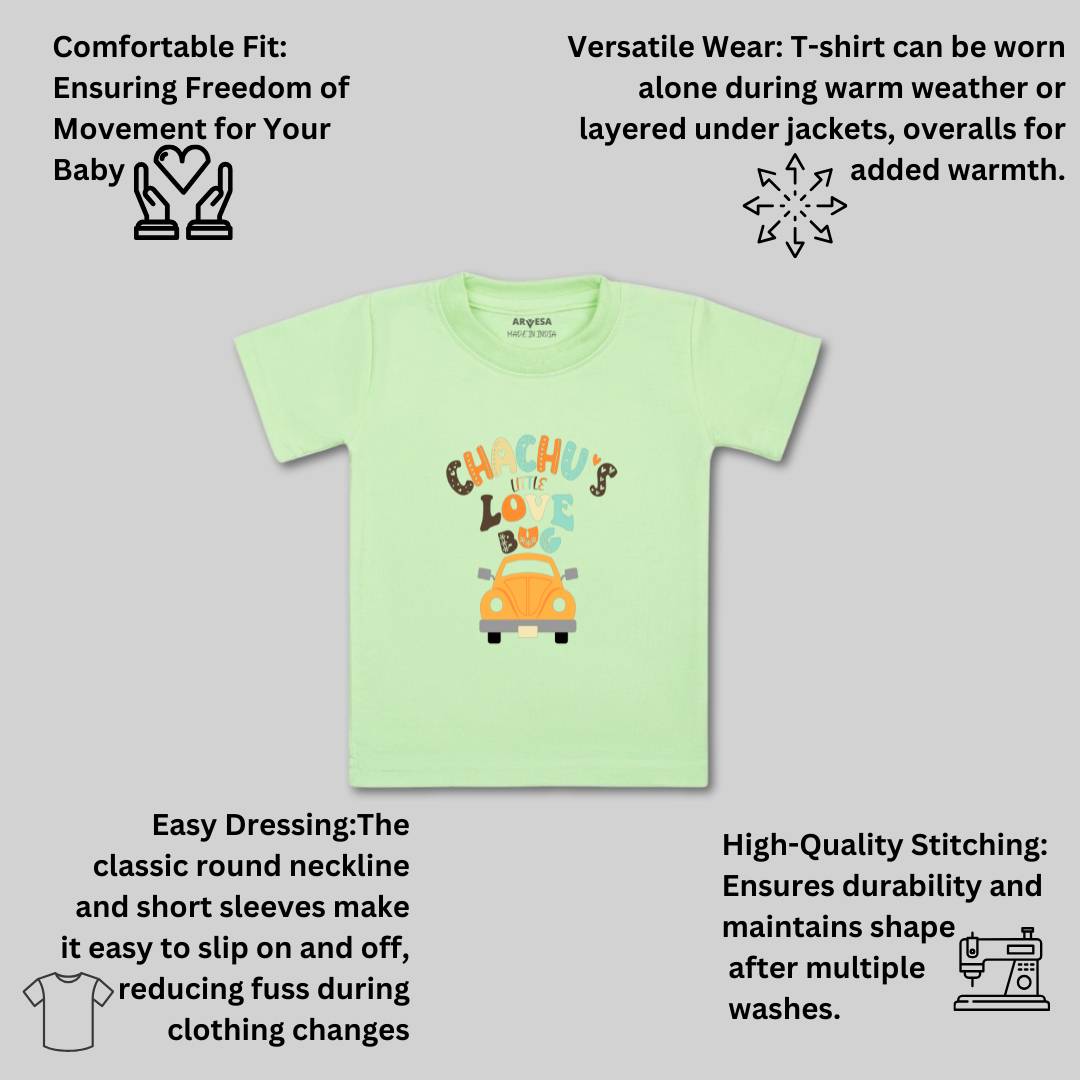 Arvesa Chachu Little Love Bug Design-421 White 0-3 Months Jumpsuit for Baby Boy & Girl dress .