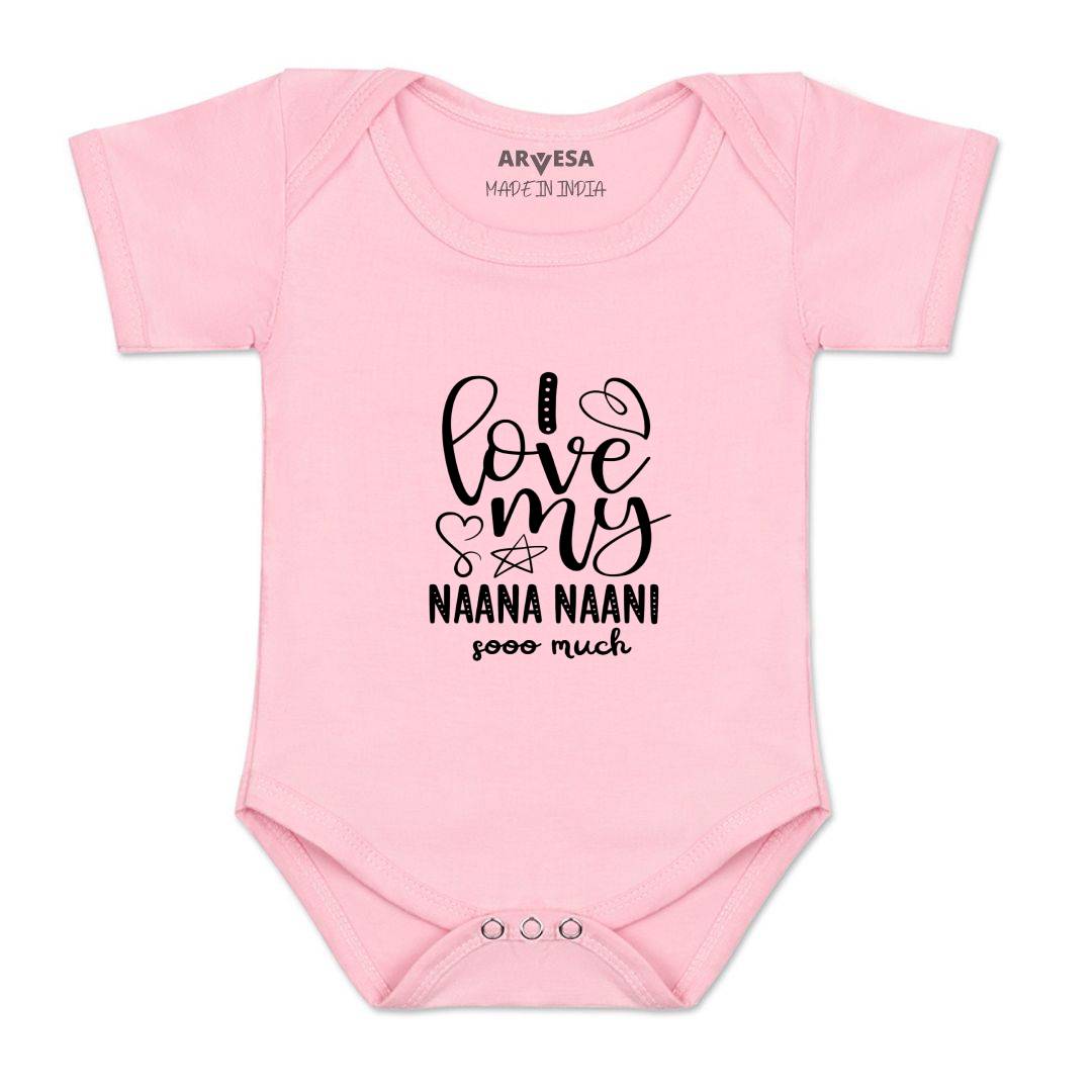 Arvesa I Love My Nana Nani So Much Design-474 White 0-3 Months Jumpsuit for Baby Boy & Girl dress .