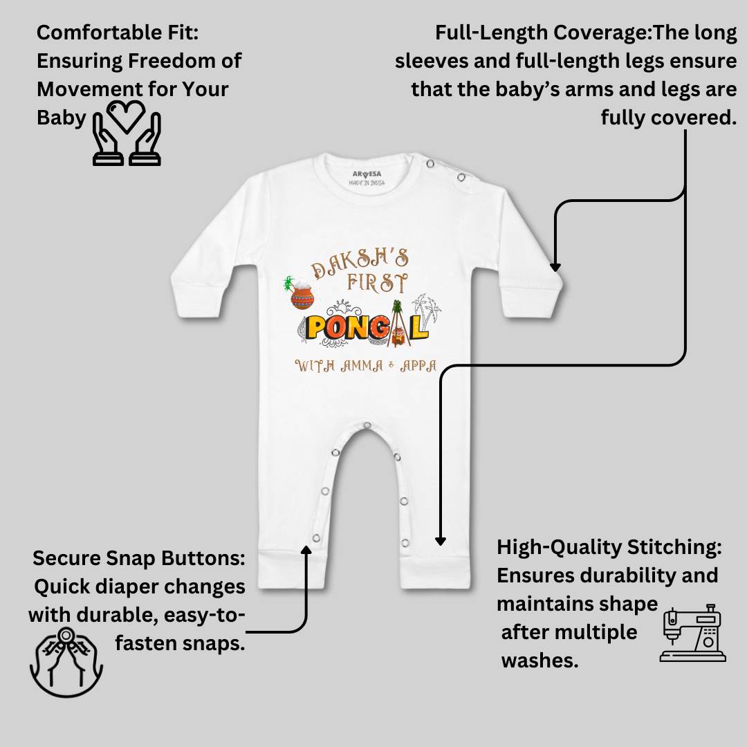 Arvesa My First Pongal  Baby Boy & Girl Dress
