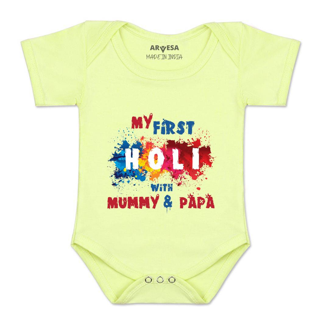 Arvesa Design-754 Holi My First Baby Boy and Baby Girl Dress .