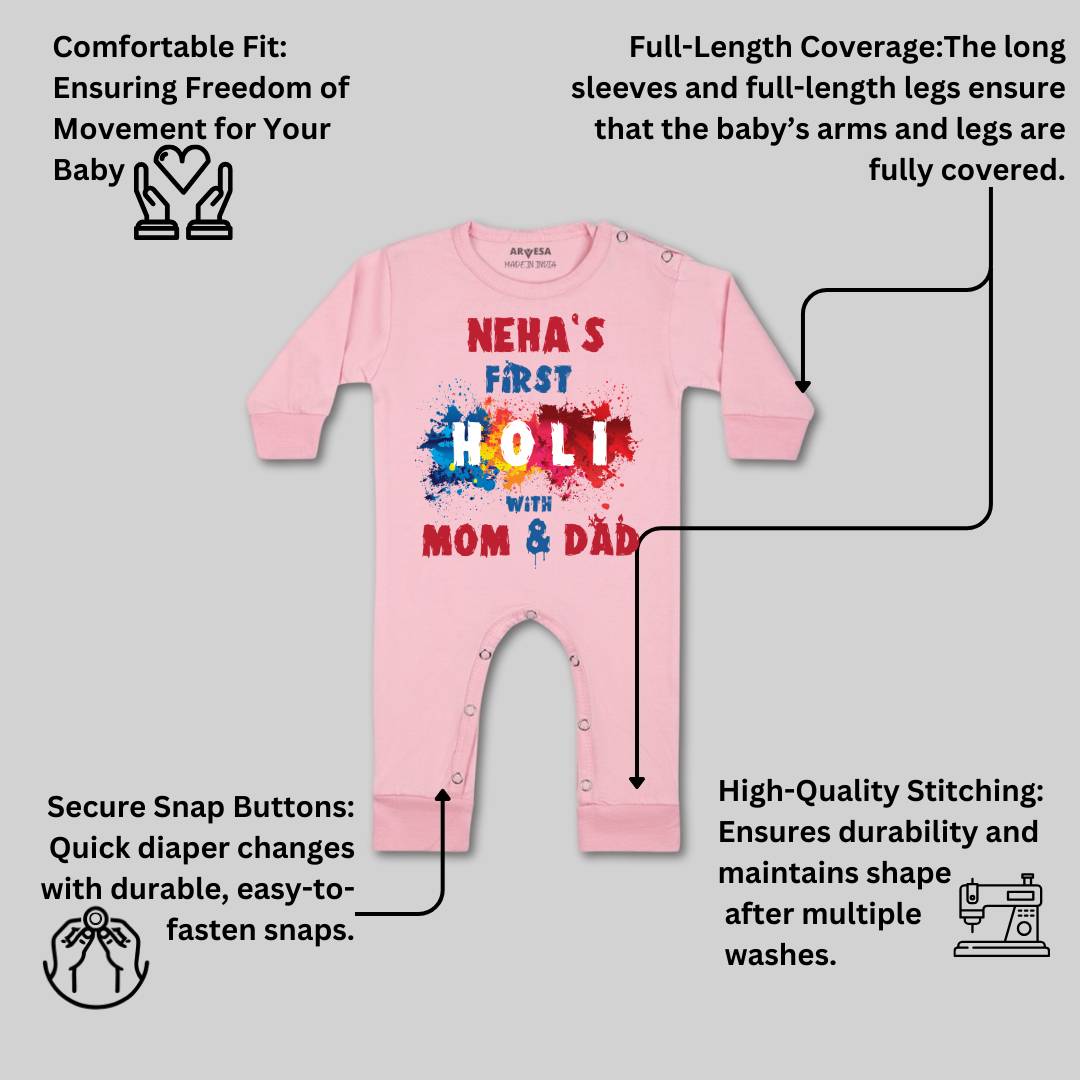 Arvesa My First Holi  Baby Boy & Girl Dress