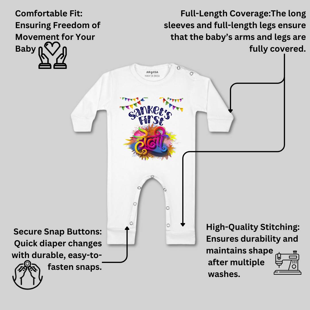 Arvesa My First Holi  Baby Boy & Girl Dress