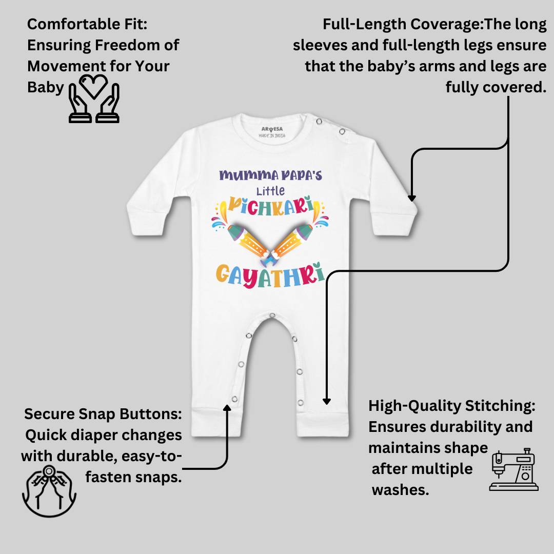 Arvesa Mummy Papa'S Little Pichkari  Baby Boy & Girl Dress
