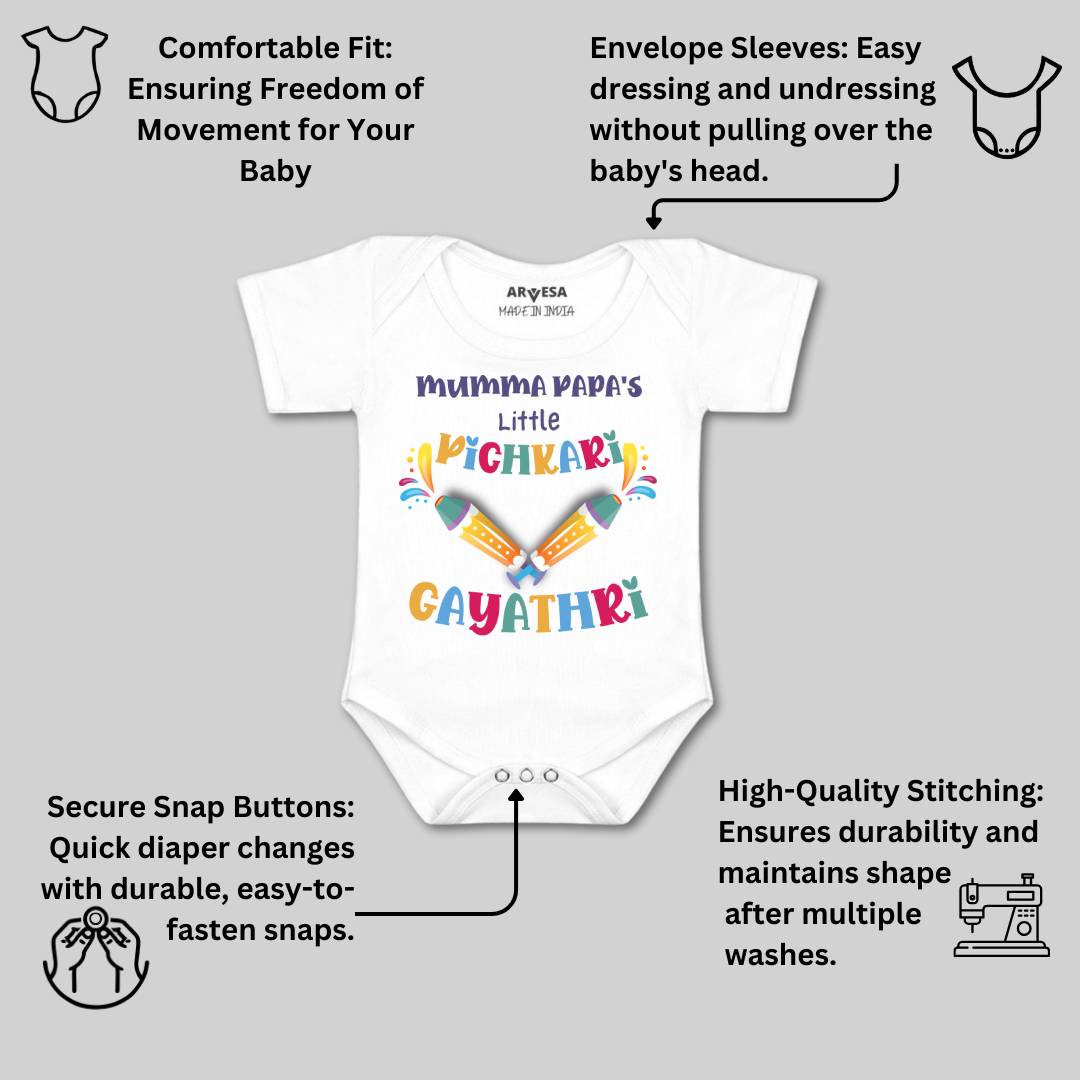 Arvesa Mummy Papa'S Little Pichkari  Baby Boy & Girl Dress