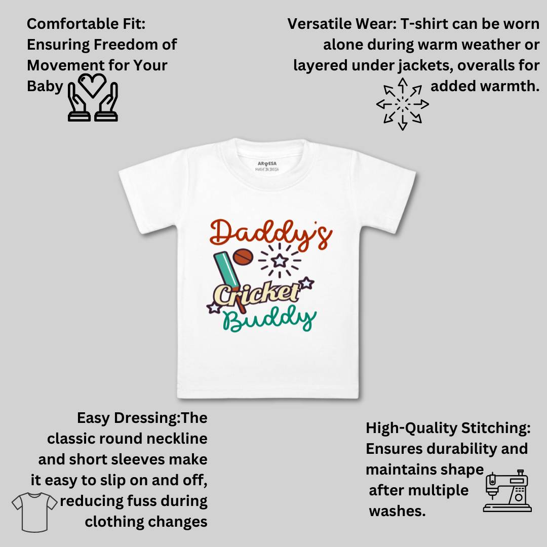 Arvesa Daddy Cricket Buddy Design-765 White 0-3 Months Jumpsuit for Baby Boy & Girl dress .