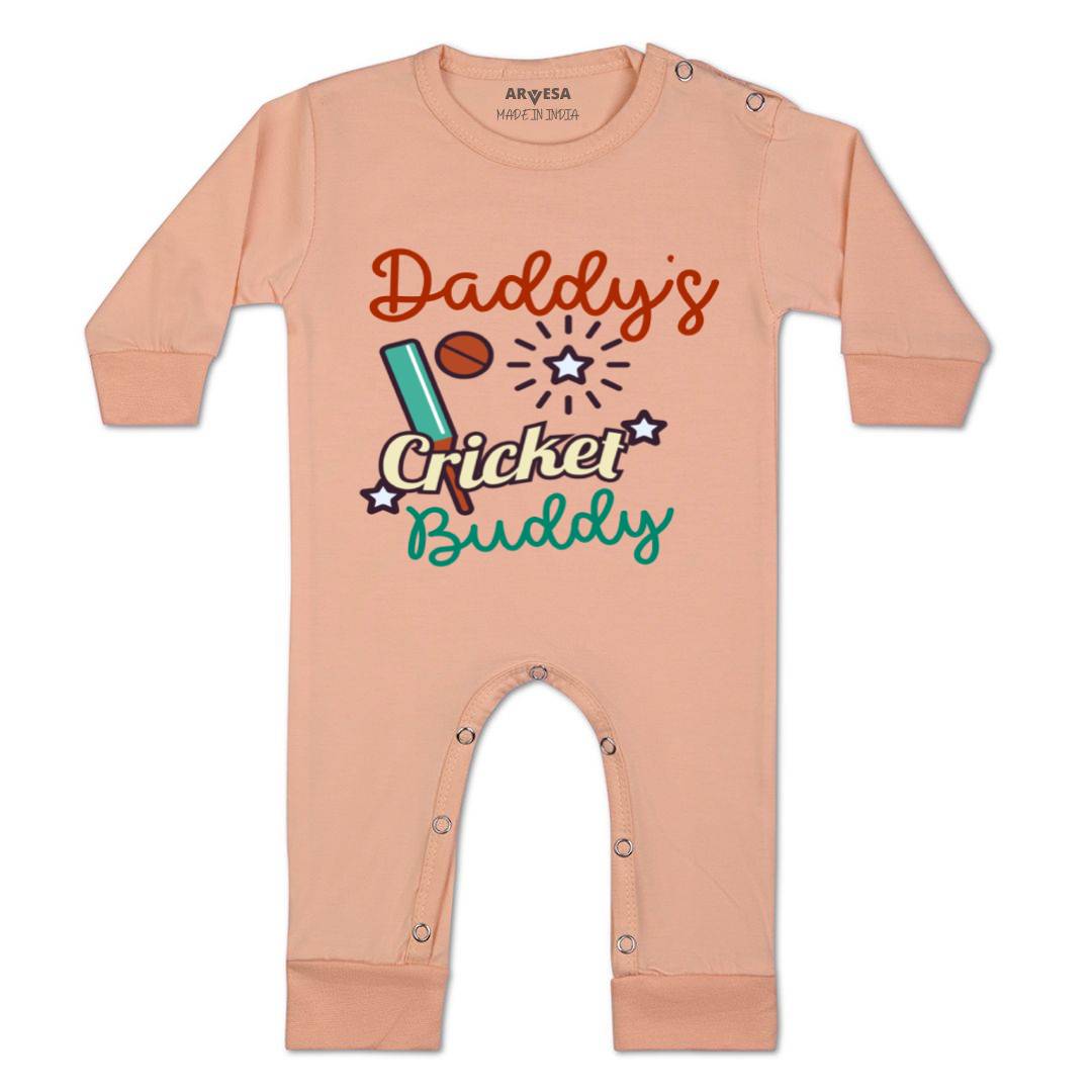 Arvesa Daddy Cricket Buddy Design-765 White 0-3 Months Jumpsuit for Baby Boy & Girl dress .