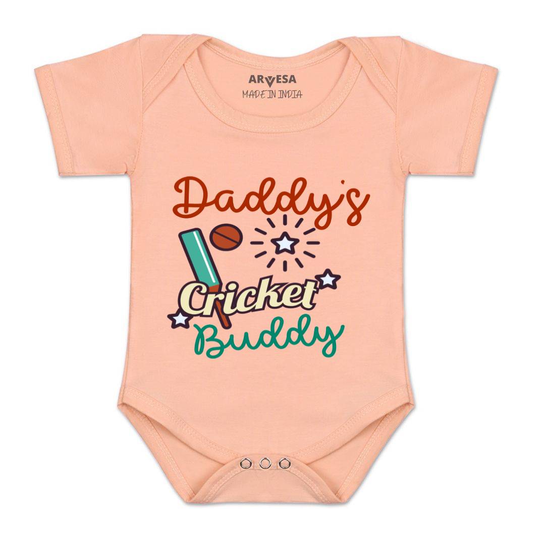 Arvesa Daddy Cricket Buddy Design-765 White 0-3 Months Jumpsuit for Baby Boy & Girl dress .