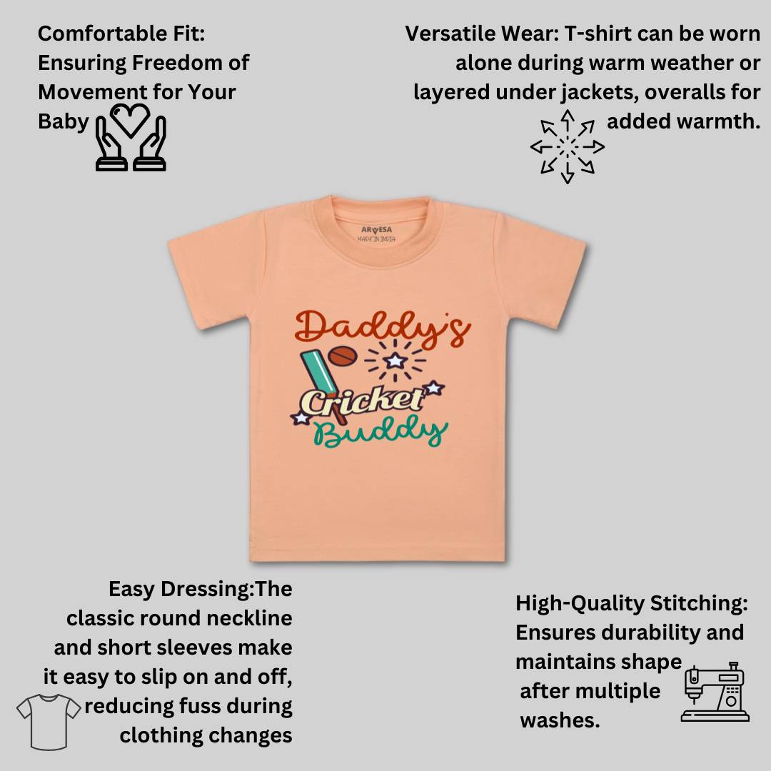 Arvesa Daddy Cricket Buddy Design-765 White 0-3 Months Jumpsuit for Baby Boy & Girl dress .