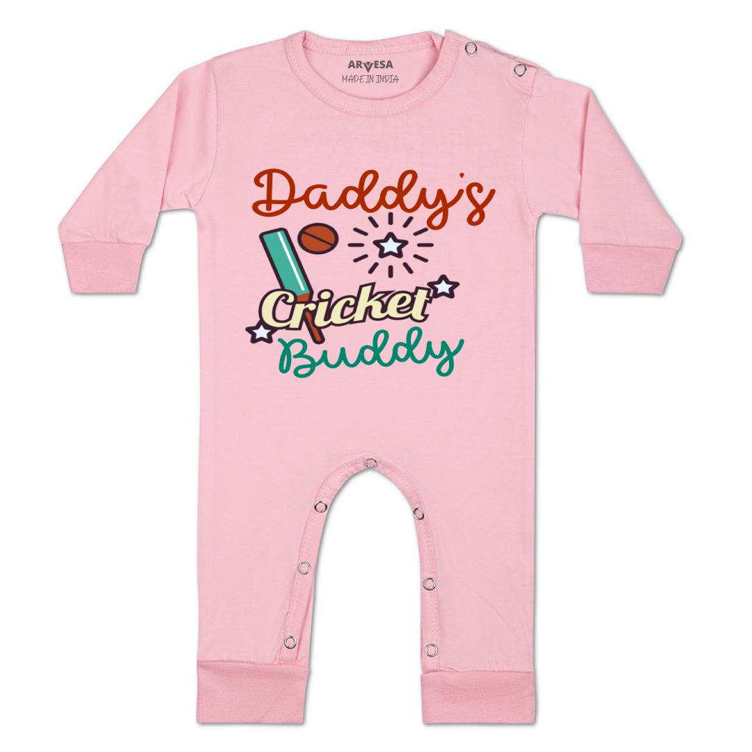 Arvesa Daddy Cricket Buddy Design-765 White 0-3 Months Jumpsuit for Baby Boy & Girl dress .