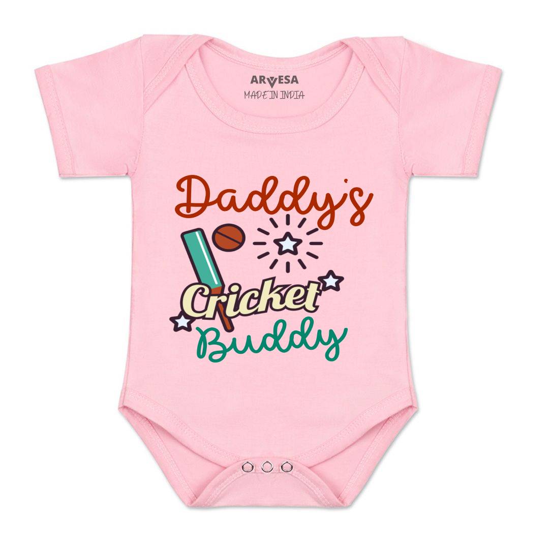 Arvesa Daddy Cricket Buddy Design-765 White 0-3 Months Jumpsuit for Baby Boy & Girl dress .