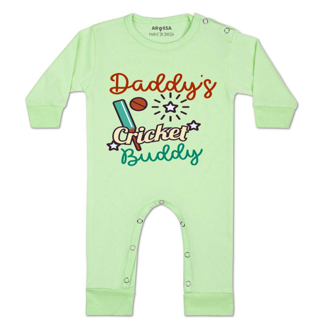 Arvesa Daddy Cricket Buddy Design-765 White 0-3 Months Jumpsuit for Baby Boy & Girl dress .