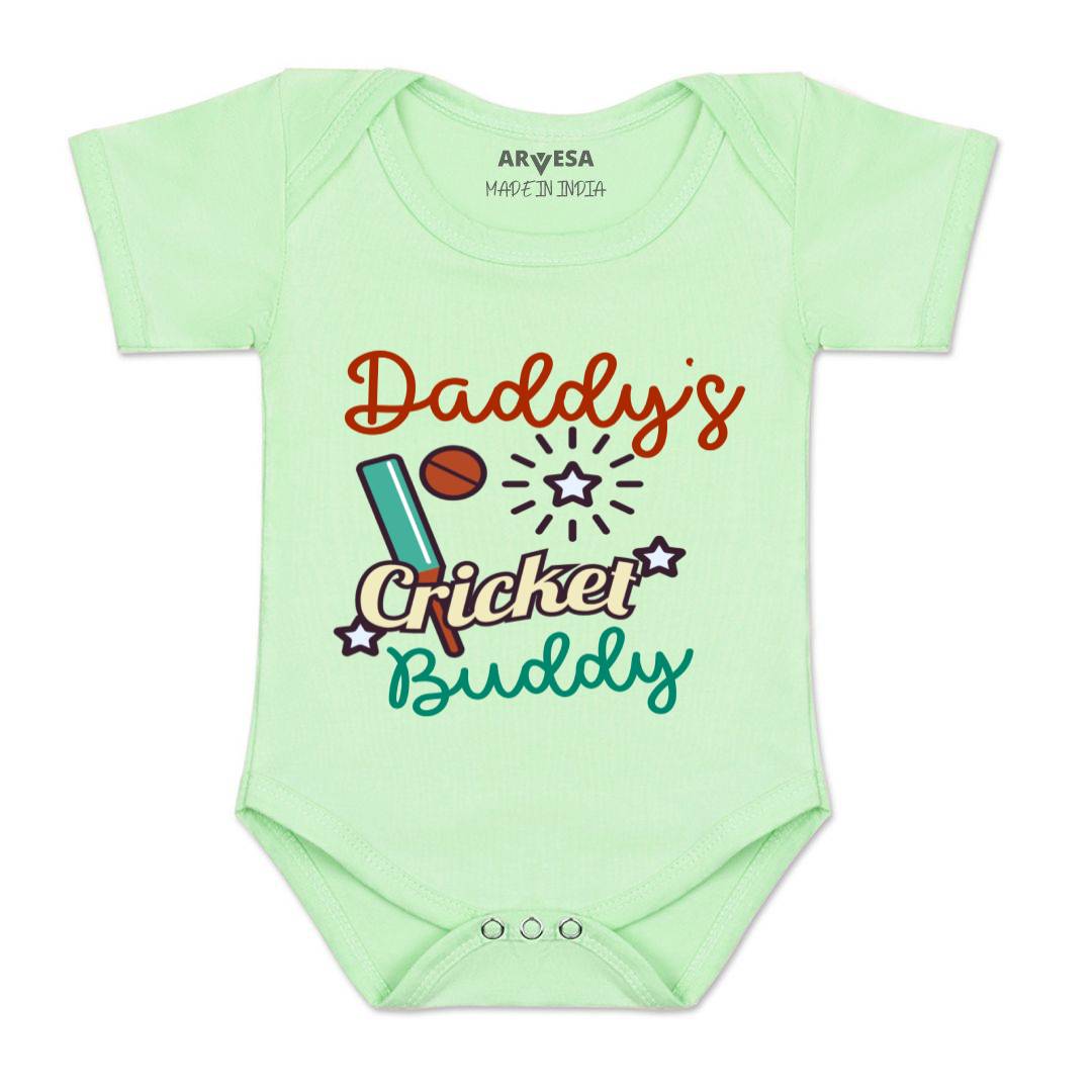 Arvesa Daddy Cricket Buddy Design-765 White 0-3 Months Jumpsuit for Baby Boy & Girl dress .