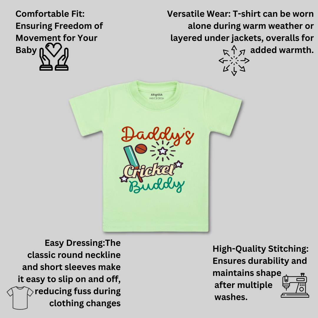 Arvesa Daddy Cricket Buddy Design-765 White 0-3 Months Jumpsuit for Baby Boy & Girl dress .