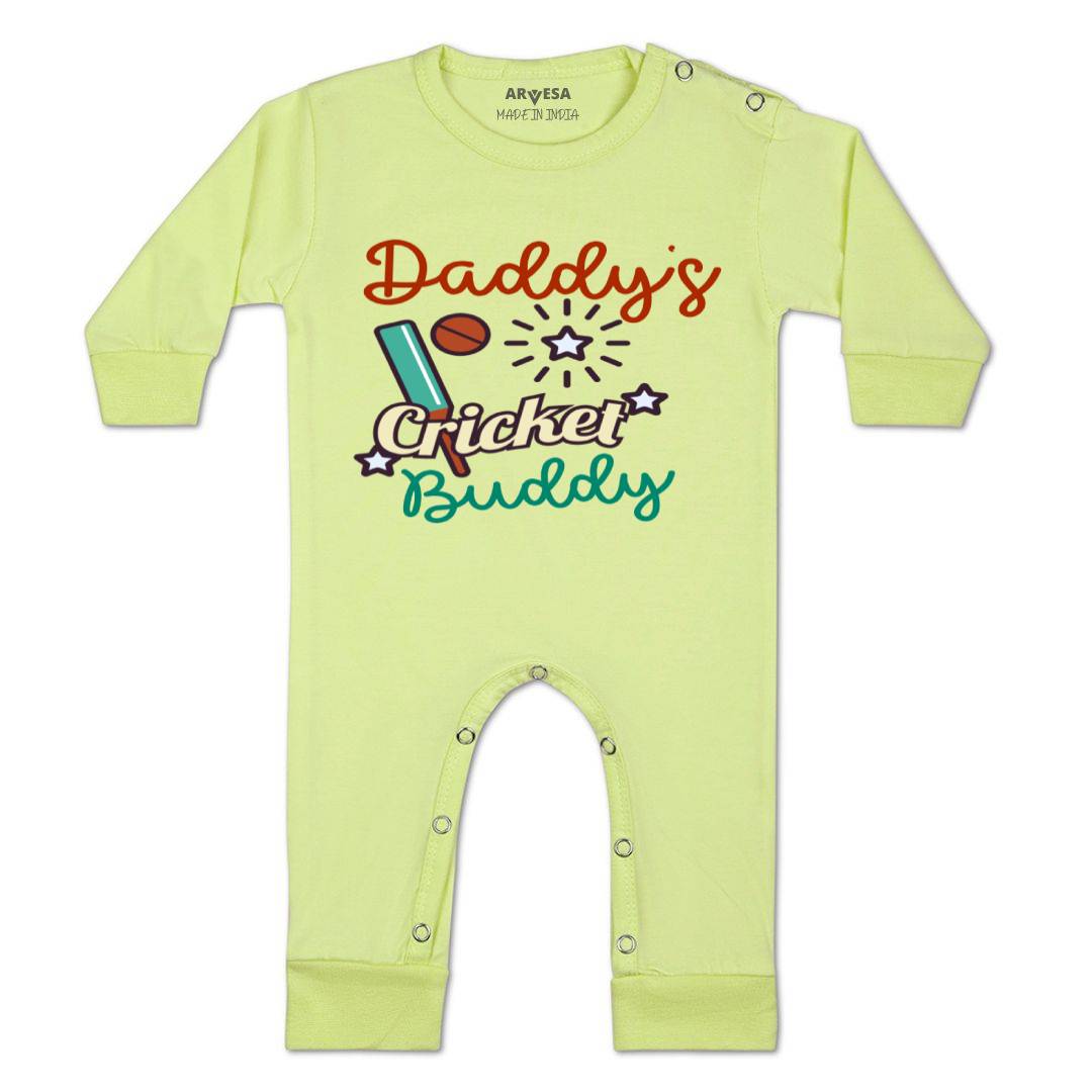 Arvesa Daddy Cricket Buddy Design-765 White 0-3 Months Jumpsuit for Baby Boy & Girl dress .