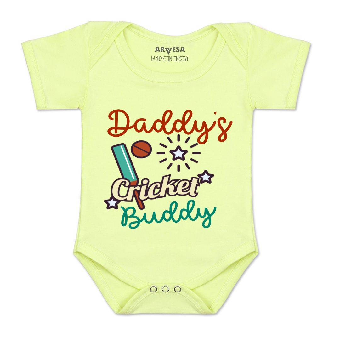 Arvesa Daddy Cricket Buddy Design-765 White 0-3 Months Jumpsuit for Baby Boy & Girl dress .