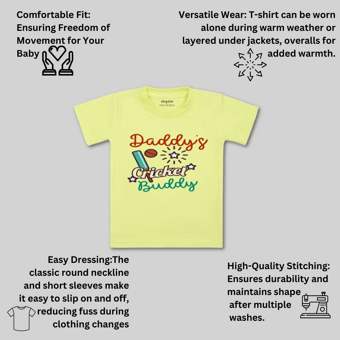 Arvesa Daddy Cricket Buddy Design-765 White 0-3 Months Jumpsuit for Baby Boy & Girl dress .