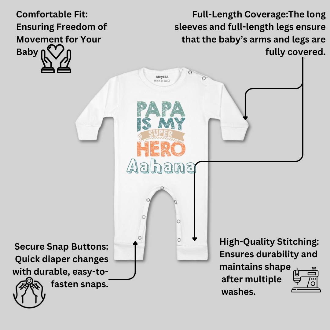 Arvesa Papa Is My Super Hero Baby Boy & Girl Dress