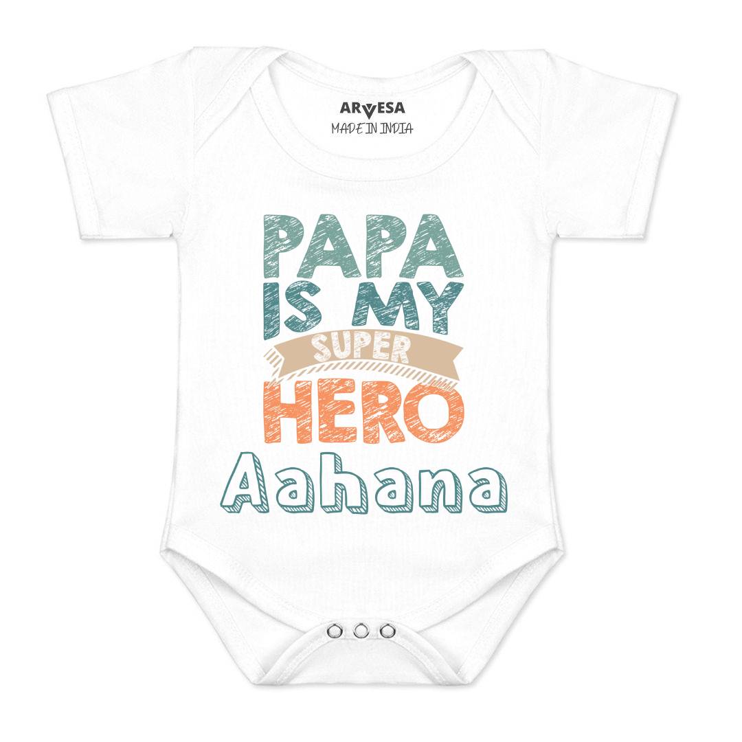 Arvesa Papa Is My Super Hero Baby Boy & Girl Dress