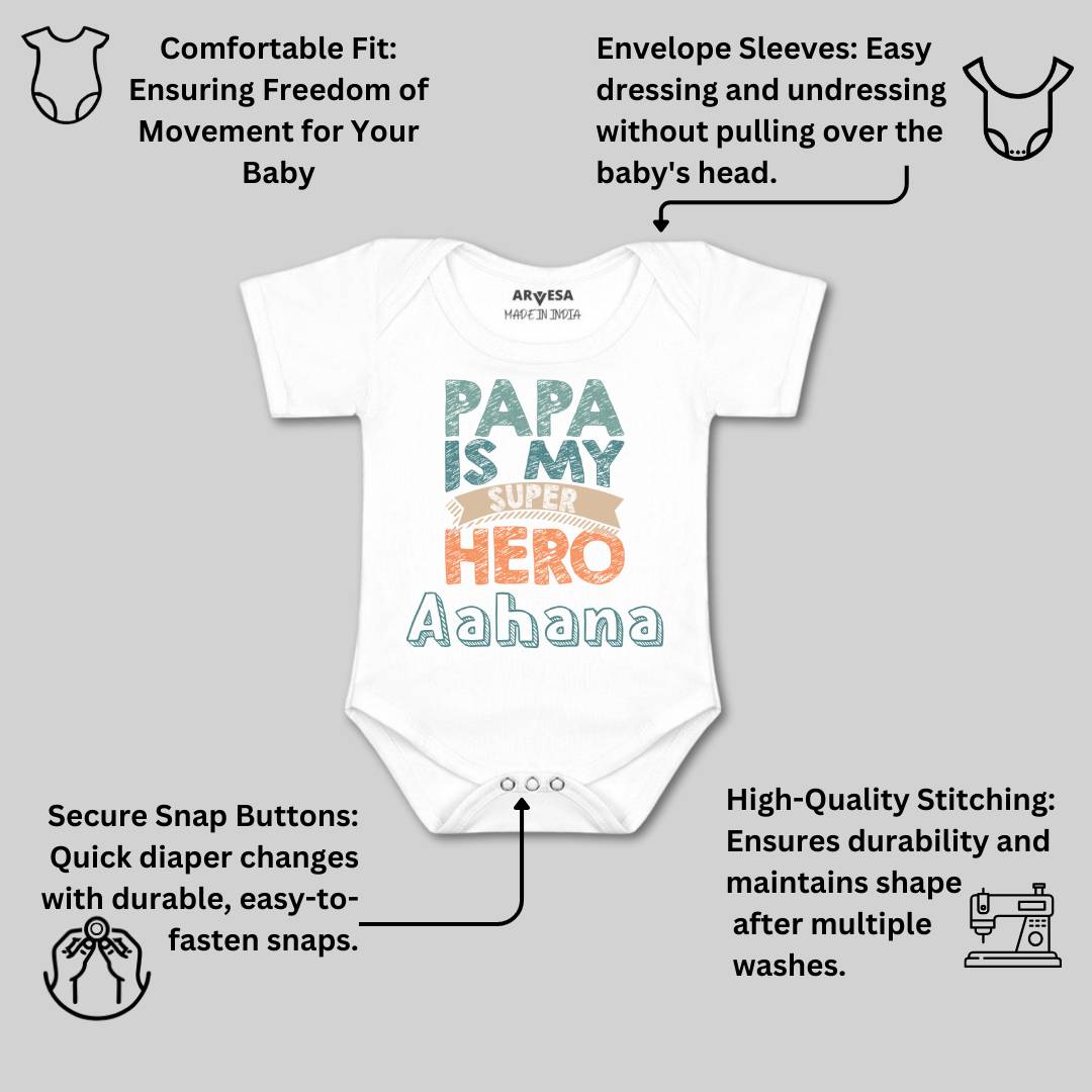 Arvesa Papa Is My Super Hero Baby Boy & Girl Dress