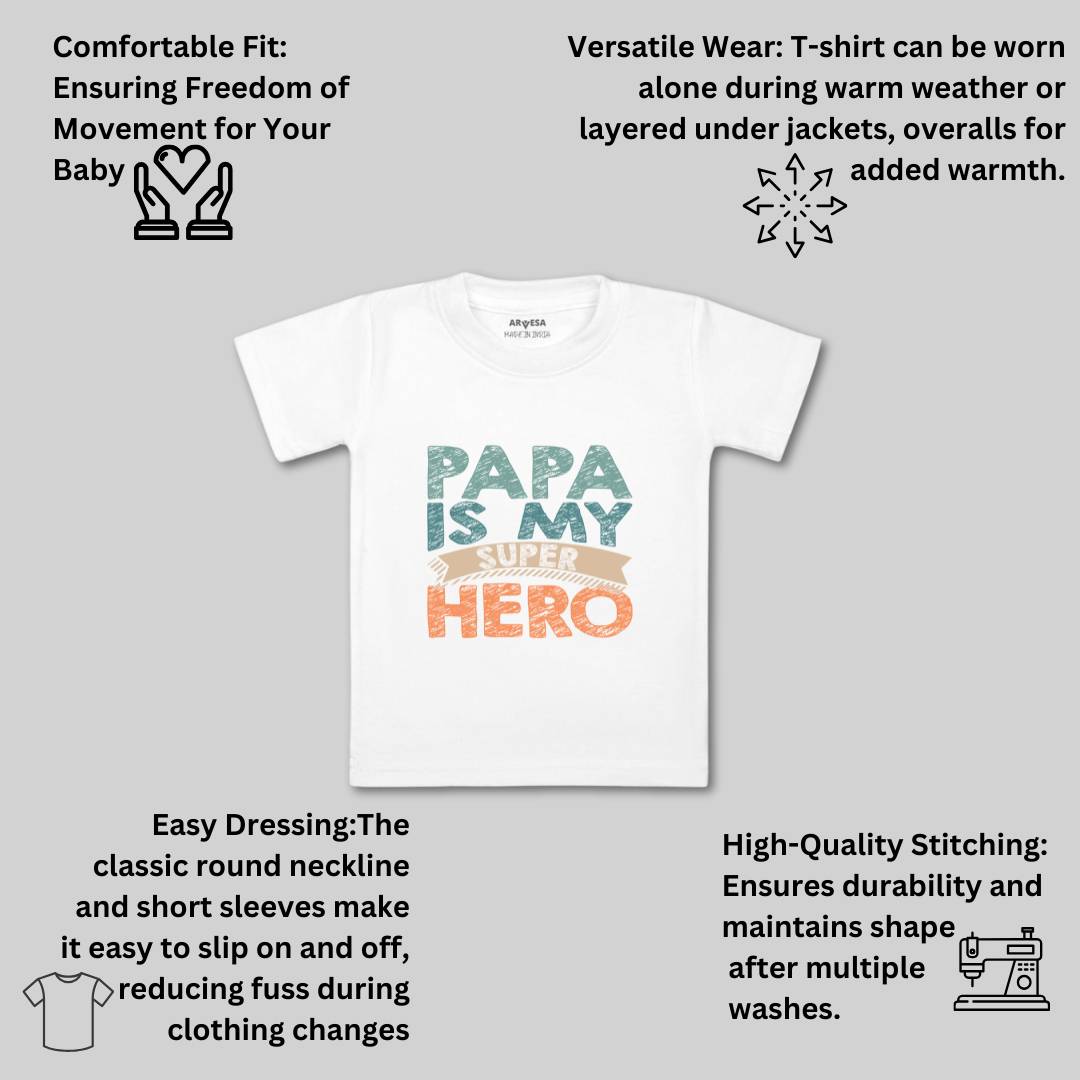 Arvesa Papa Is My Super Hero Design-878 White 0-3 Months Jumpsuit for Baby Boy & Girl dress .