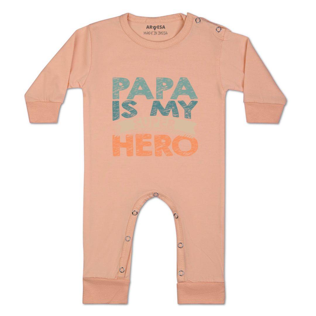 Arvesa Papa Is My Super Hero Design-878 White 0-3 Months Jumpsuit for Baby Boy & Girl dress .