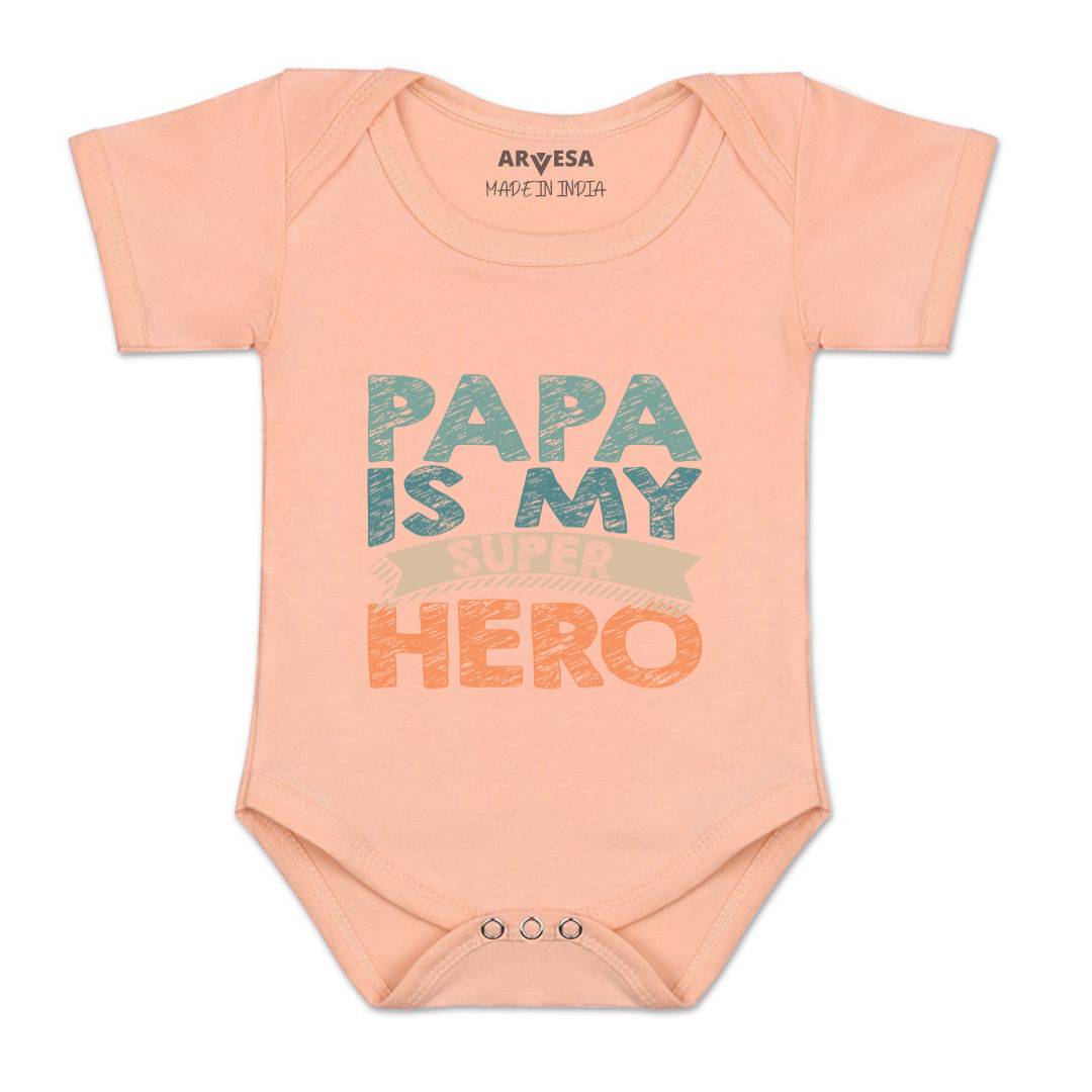 Arvesa Papa Is My Super Hero Design-878 White 0-3 Months Jumpsuit for Baby Boy & Girl dress .