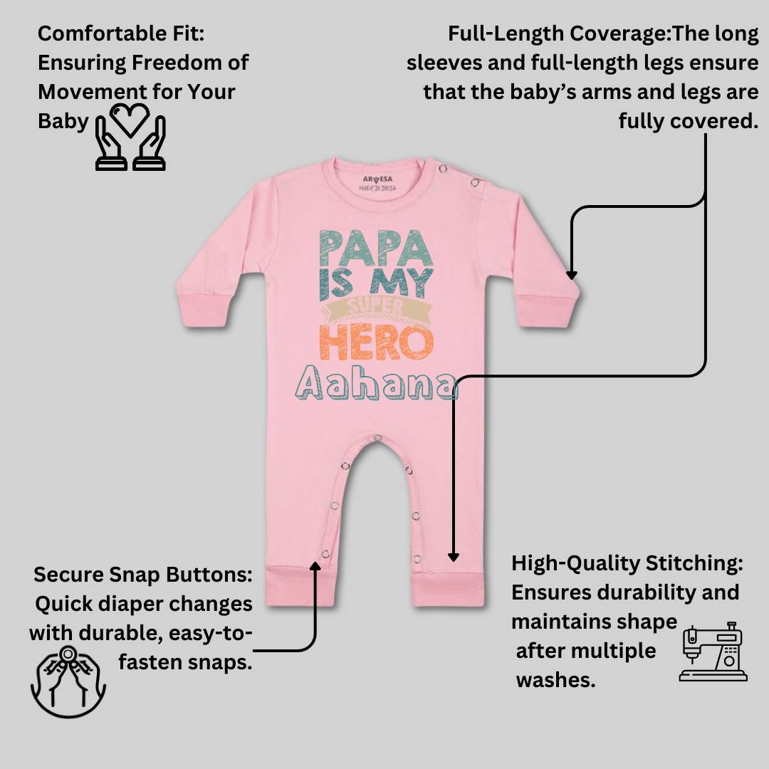 Arvesa Papa Is My Super Hero Baby Boy & Girl Dress