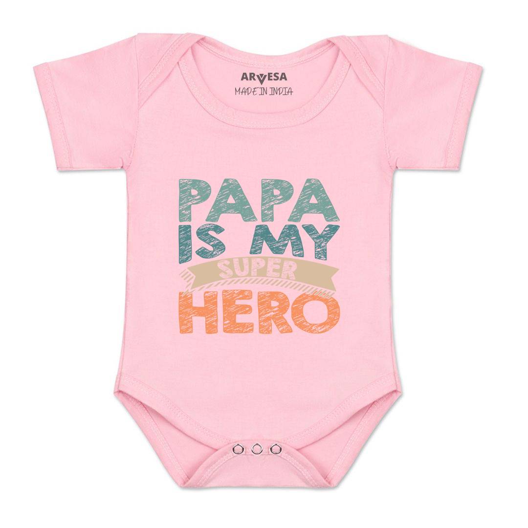 Arvesa Papa Is My Super Hero Design-878 White 0-3 Months Jumpsuit for Baby Boy & Girl dress .