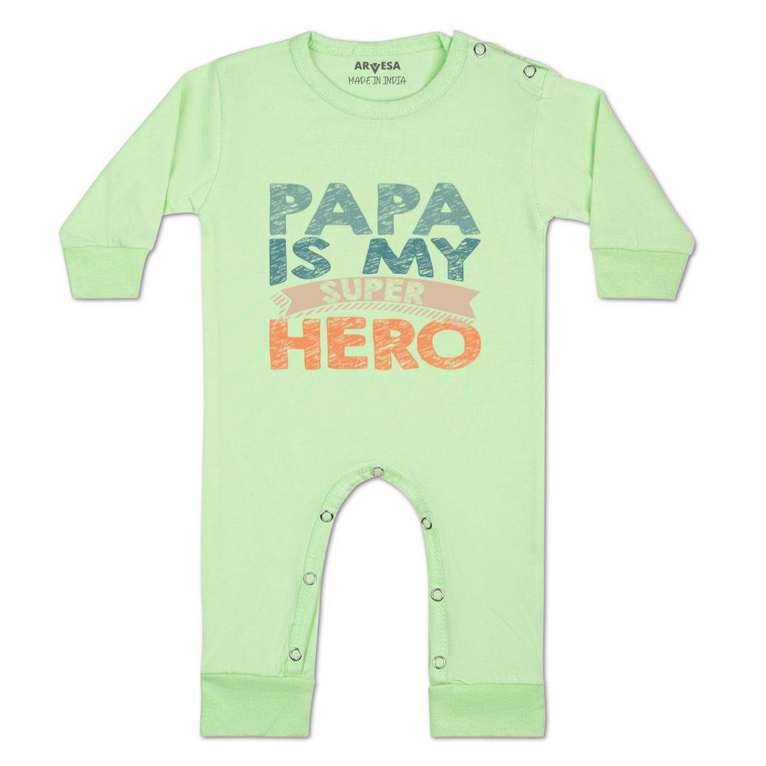 Arvesa Papa Is My Super Hero Design-878 White 0-3 Months Jumpsuit for Baby Boy & Girl dress .