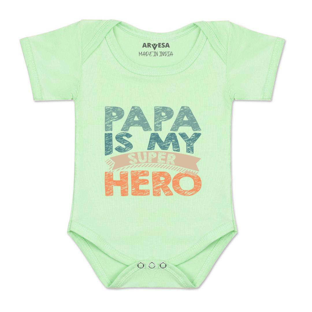 Arvesa Papa Is My Super Hero Design-878 White 0-3 Months Jumpsuit for Baby Boy & Girl dress .