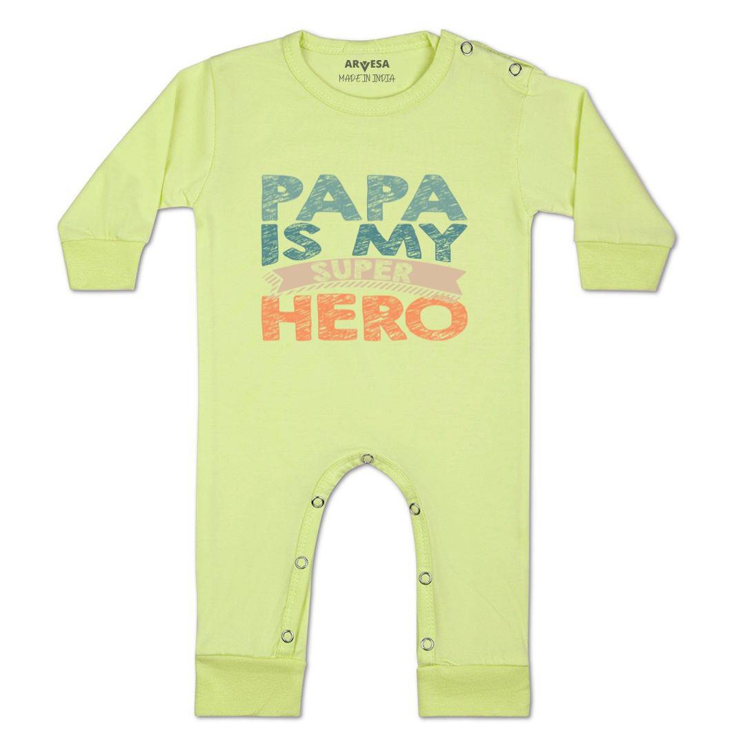 Arvesa Papa Is My Super Hero Design-878 White 0-3 Months Jumpsuit for Baby Boy & Girl dress .