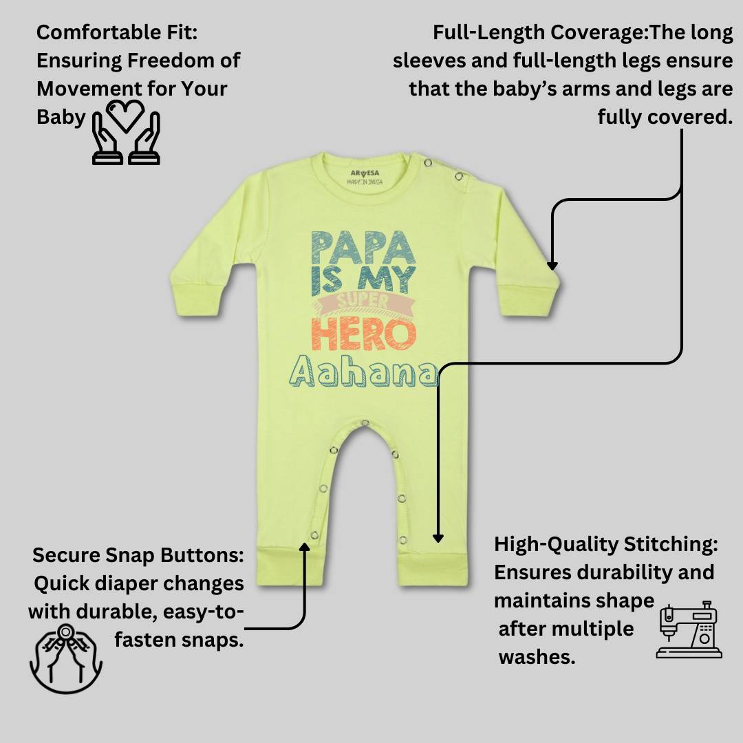Arvesa Papa Is My Super Hero Baby Boy & Girl Dress
