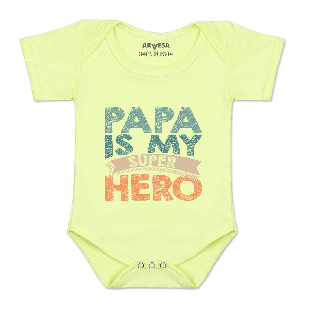 Arvesa Papa Is My Super Hero Design-878 White 0-3 Months Jumpsuit for Baby Boy & Girl dress .