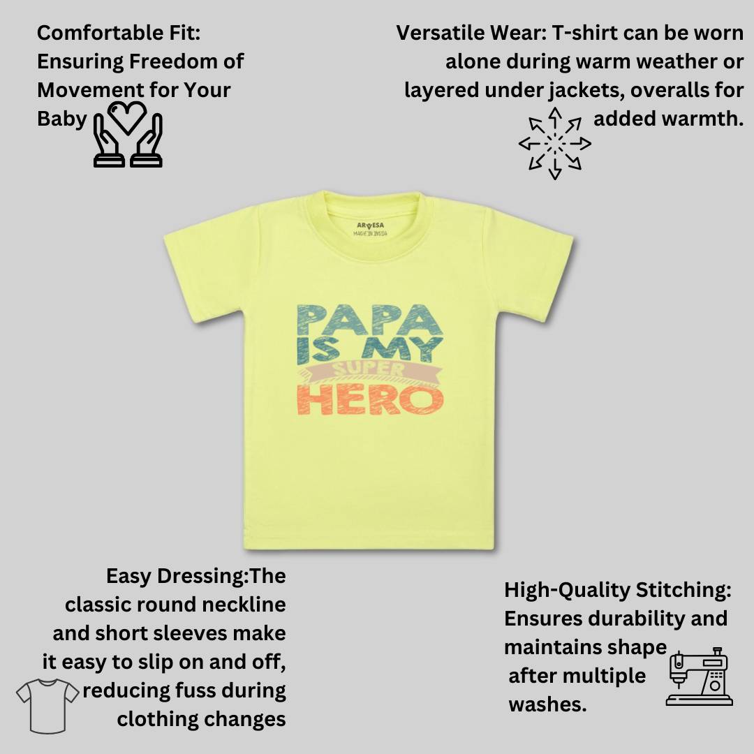 Arvesa Papa Is My Super Hero Design-878 White 0-3 Months Jumpsuit for Baby Boy & Girl dress .