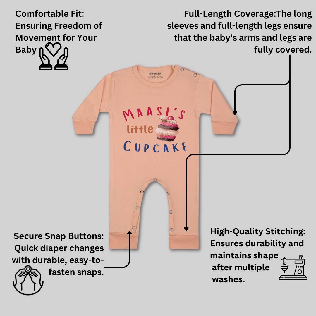 Arvesa Maasi Little Cupcake Design-914 White 0-3 Months Jumpsuit for Baby Boy & Girl dress .