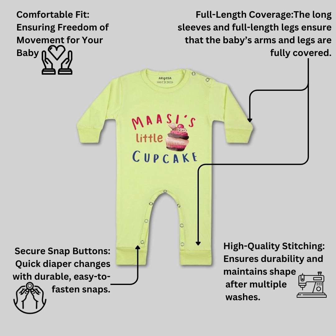 Arvesa Maasi Little Cupcake Design-914 White 0-3 Months Jumpsuit for Baby Boy & Girl dress .