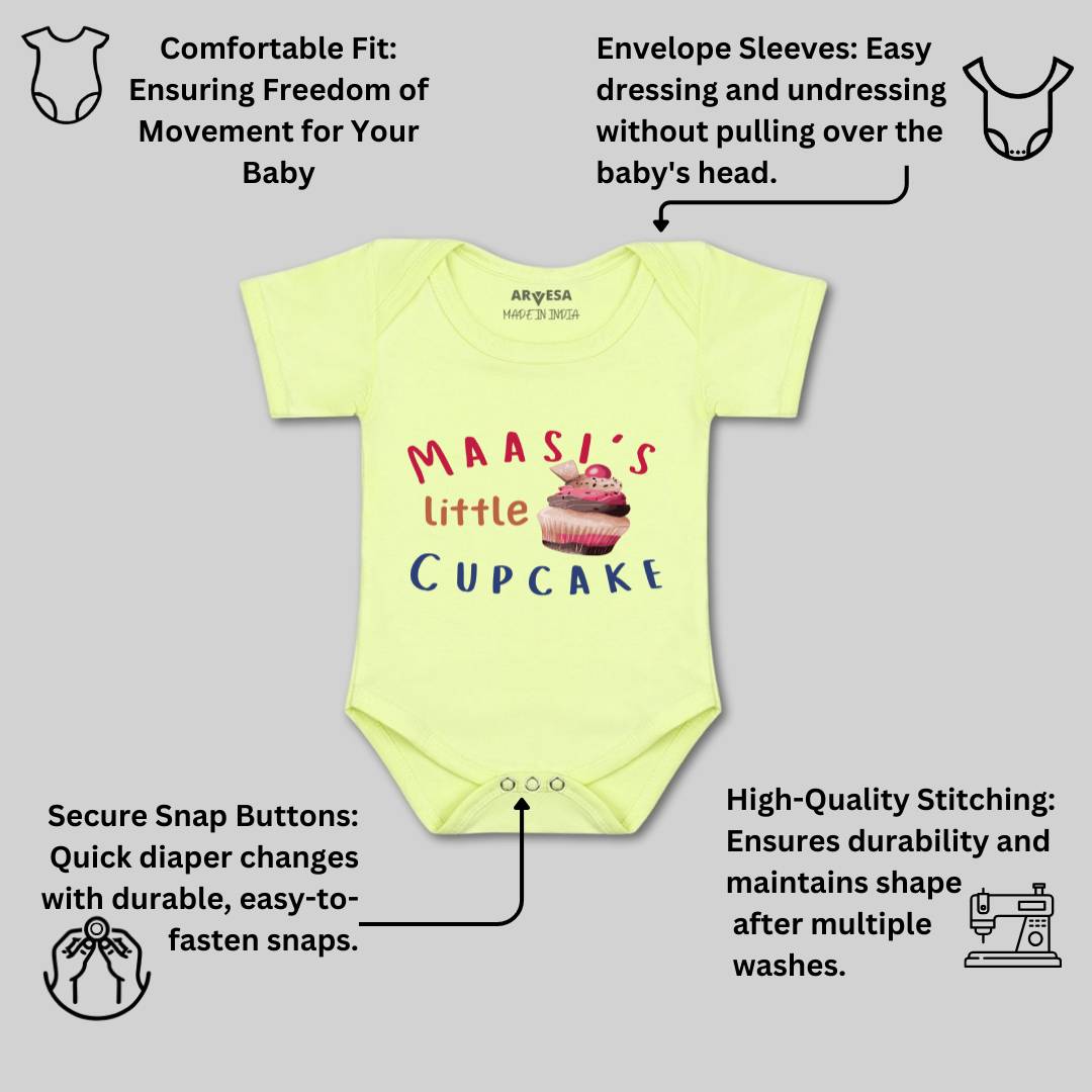 Arvesa Maasi Little Cupcake Design-914 White 0-3 Months Jumpsuit for Baby Boy & Girl dress .