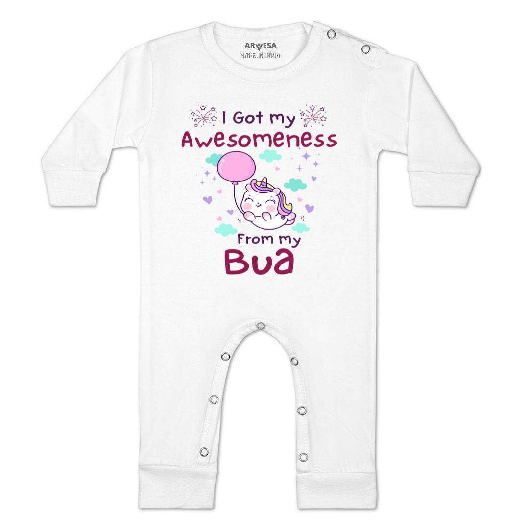 Arvesa I Got Awesomeness From Bua Design-928 White 0-3 Months Jumpsuit for Baby Boy & Girl dress .