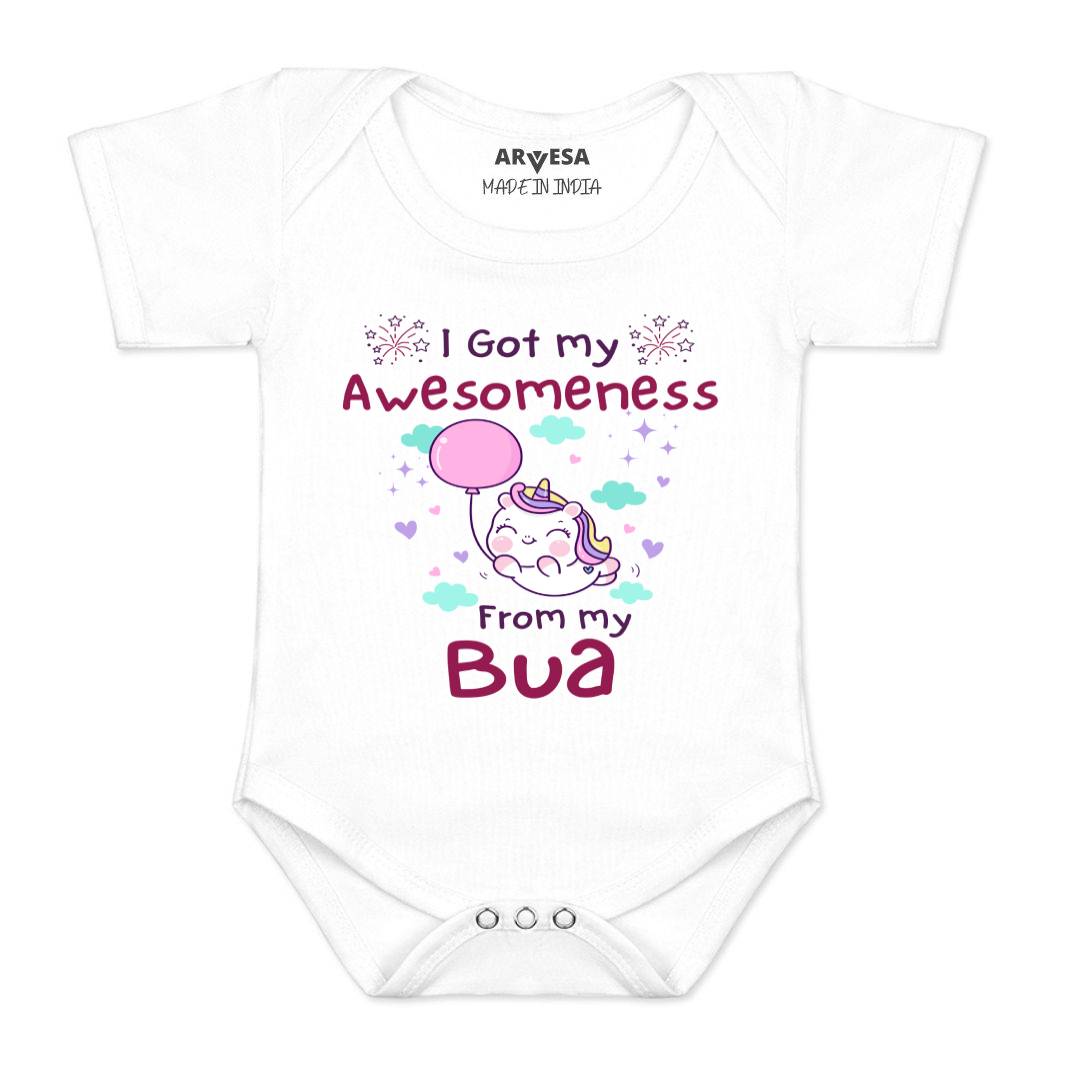 Arvesa I Got Awesomeness From Bua Design-928 White 0-3 Months Jumpsuit for Baby Boy & Girl dress .