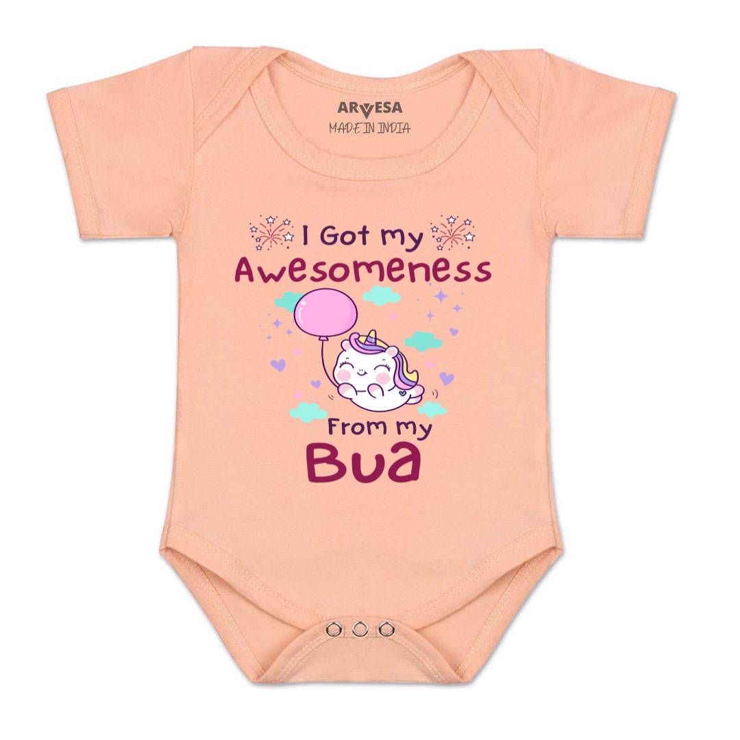 Arvesa I Got Awesomeness From Bua Design-928 White 0-3 Months Jumpsuit for Baby Boy & Girl dress .