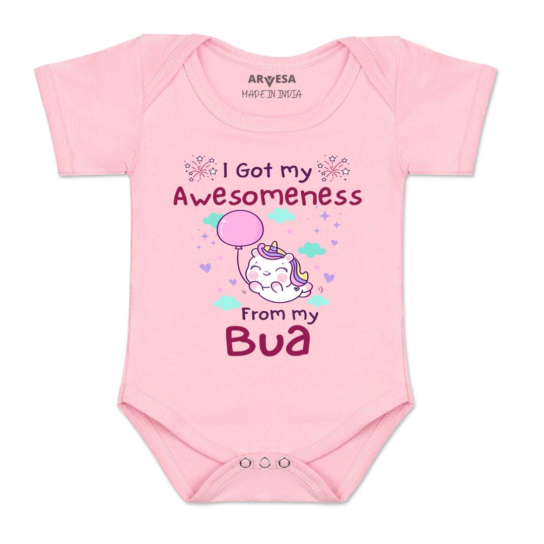Arvesa I Got Awesomeness From Bua Design-928 White 0-3 Months Jumpsuit for Baby Boy & Girl dress .