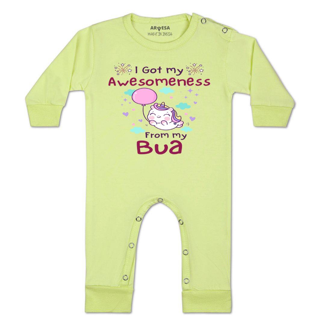 Arvesa I Got Awesomeness From Bua Design-928 White 0-3 Months Jumpsuit for Baby Boy & Girl dress .