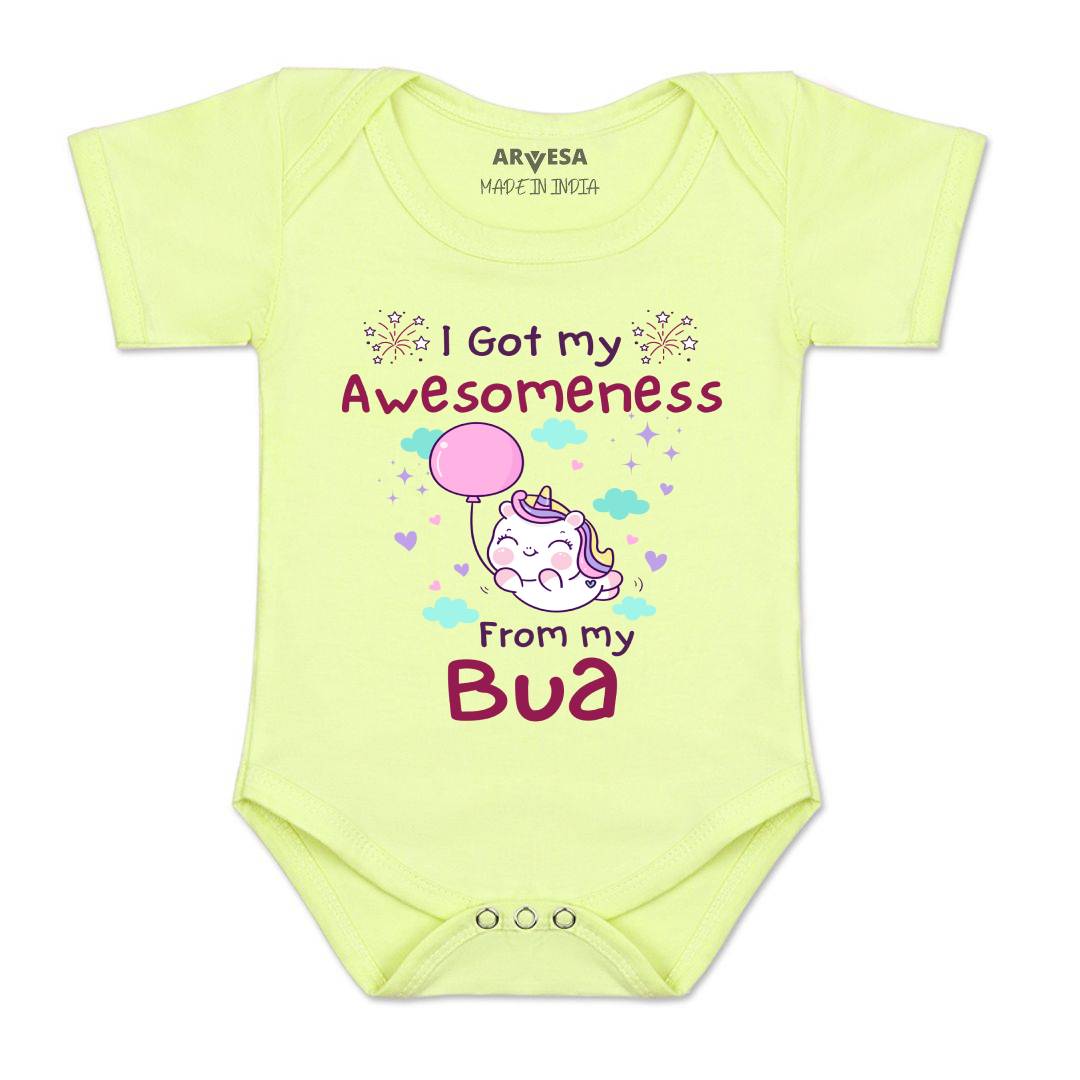 Arvesa I Got Awesomeness From Bua Design-928 White 0-3 Months Jumpsuit for Baby Boy & Girl dress .