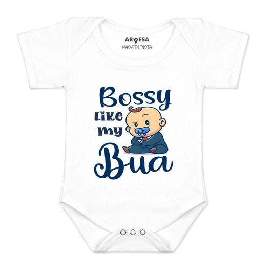 Arvesa Bossy Like My Bua Design-934 White 0-3 Months Jumpsuit for Baby Boy & Girl dress .