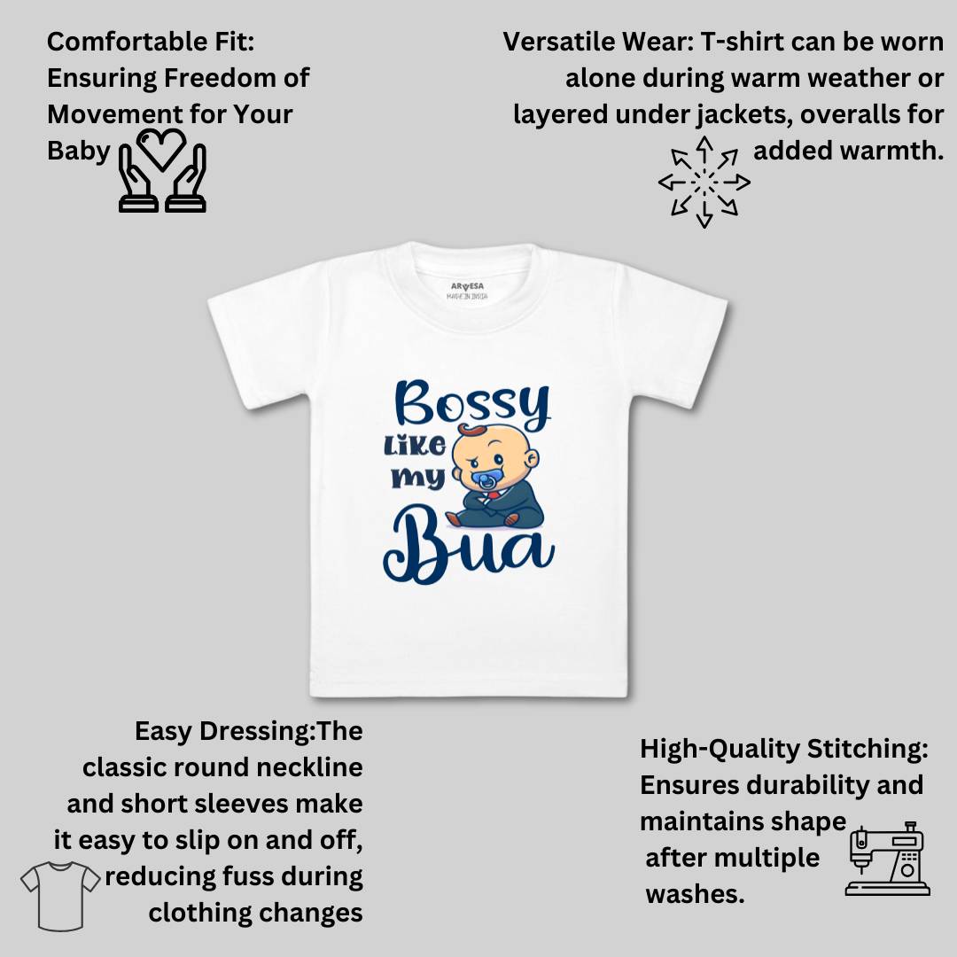 Arvesa Bossy Like My Bua Design-934 White 0-3 Months Jumpsuit for Baby Boy & Girl dress .