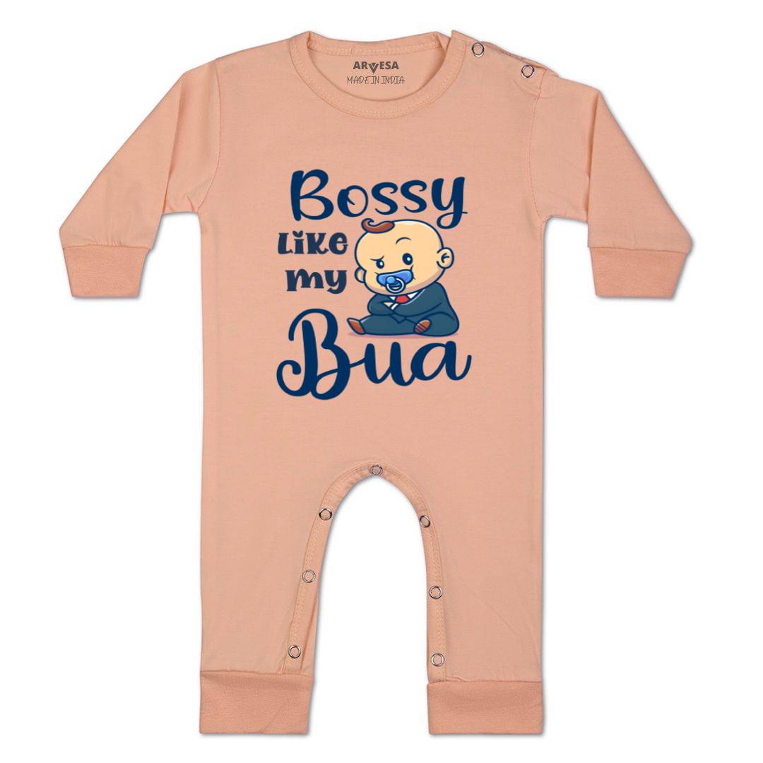 Arvesa Bossy Like My Bua Design-934 White 0-3 Months Jumpsuit for Baby Boy & Girl dress .