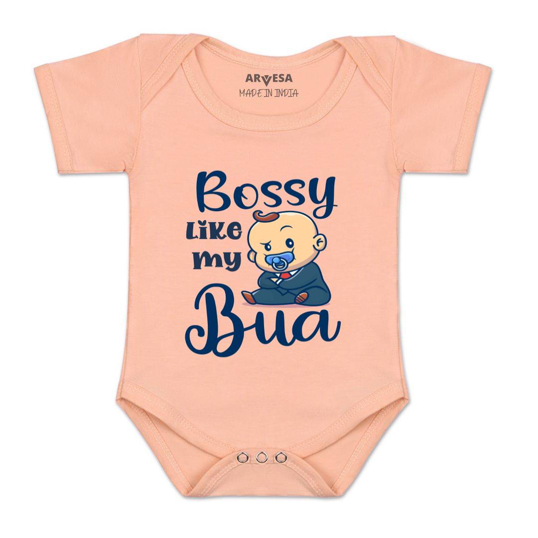 Arvesa Bossy Like My Bua Design-934 White 0-3 Months Jumpsuit for Baby Boy & Girl dress .