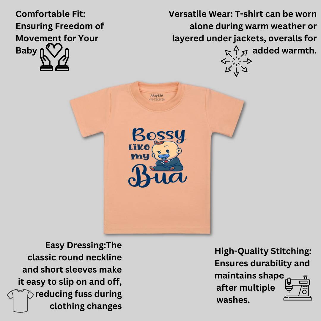 Arvesa Bossy Like My Bua Design-934 White 0-3 Months Jumpsuit for Baby Boy & Girl dress .